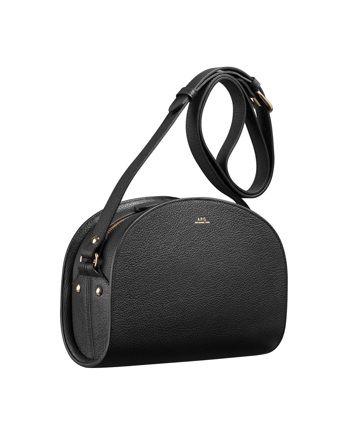 A.P.C. Sac Demi Lune Black Grained Leather Bags Women